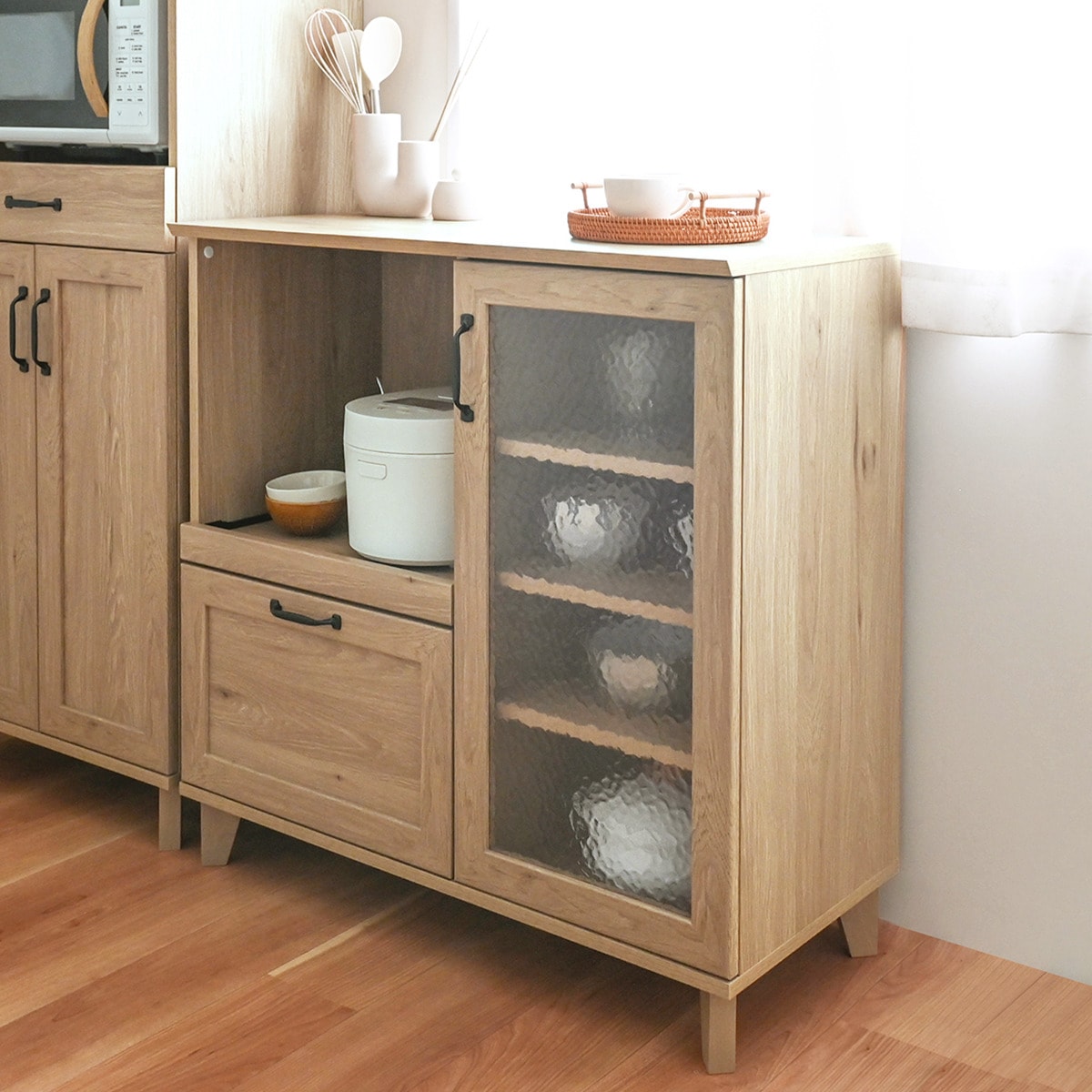 楽天市場】石目調ガラスの北欧風レンジボード (幅90cm) ニトリ