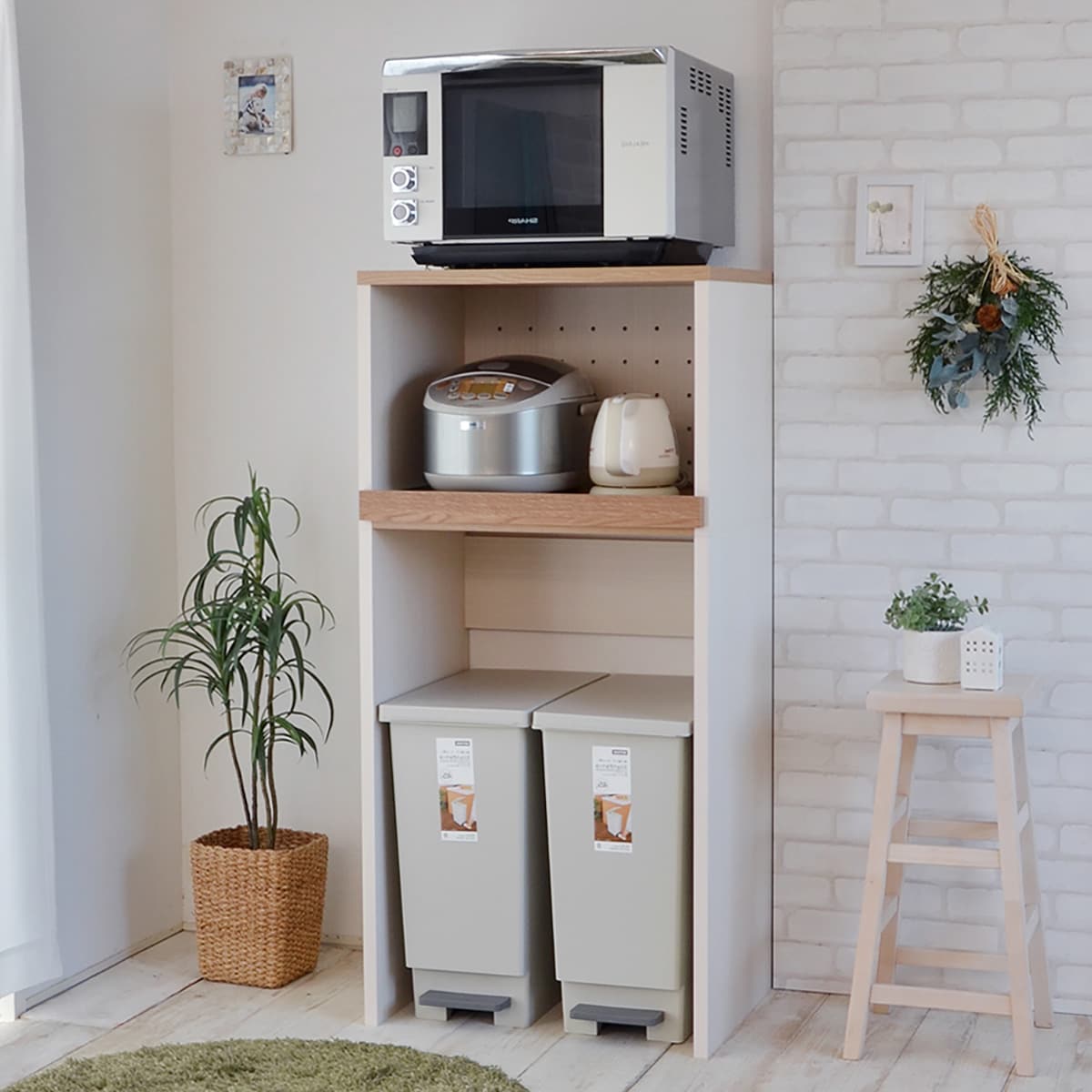 楽天市場】ごみ箱が入るキッチンラック （高さ約128cm WH） ニトリ