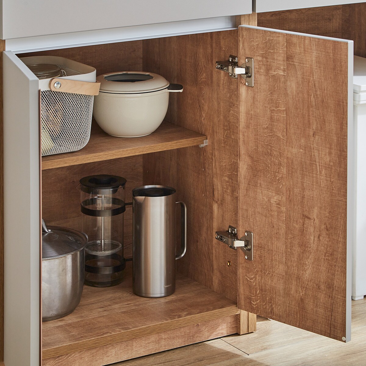 楽天市場】キッチン収納カウンター (幅180cm 引き出し+開き扉+ダスト