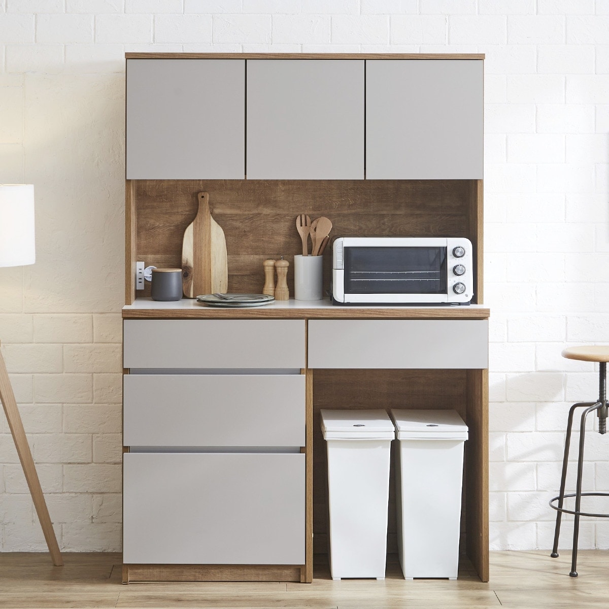 楽天市場】シンプルキッチンボード 120 (上オープン 下引き出し＋