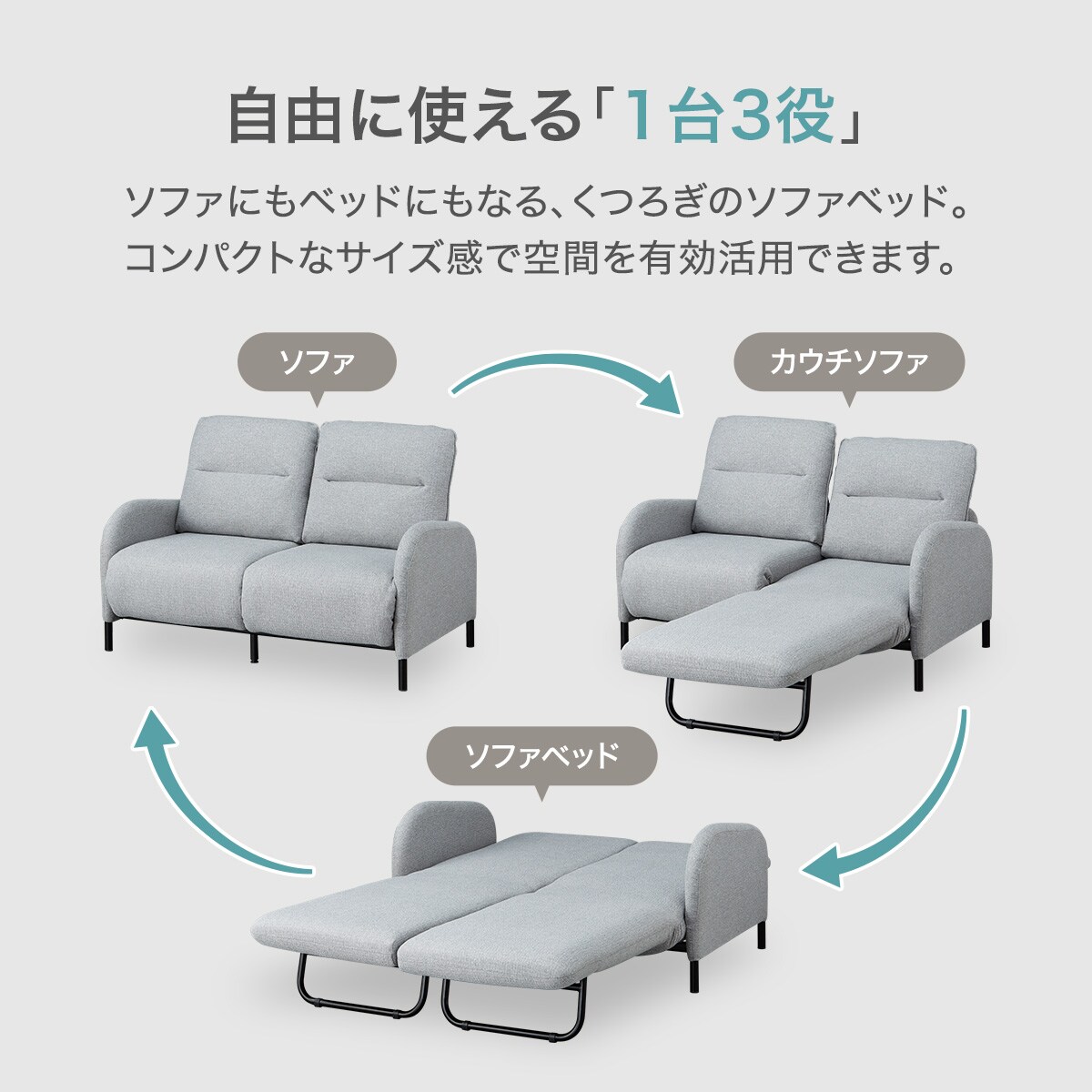 楽天市場】カウチソファにもなるソファベッド (XL01 GY) ニトリ 【配送