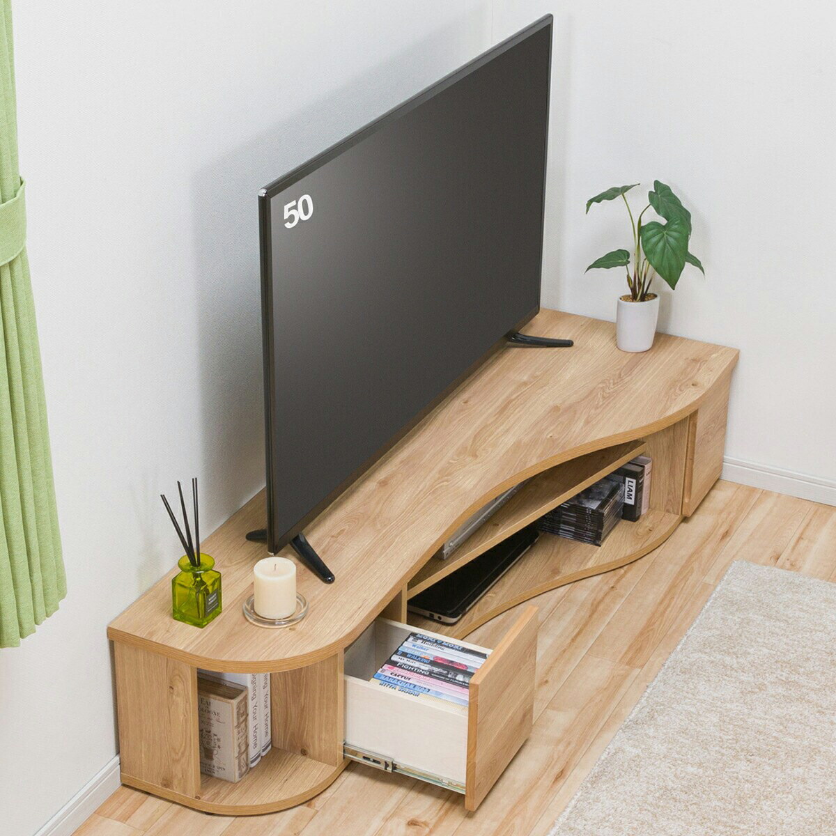 楽天市場】コーナー有効活用 流線形テレビボード (150cm) ニトリ
