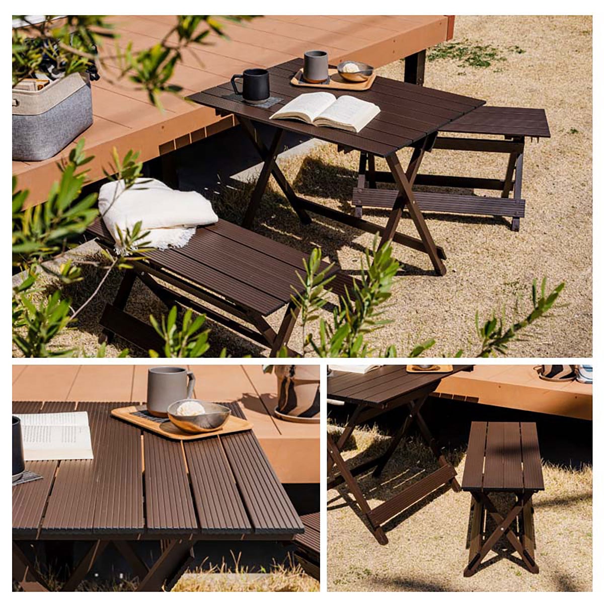 楽天市場】アルミ折りたたみテーブル＆チェア 3点セット ニトリ