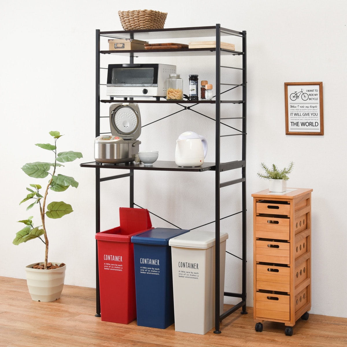 楽天市場】シンプルなキッチンラック スライド棚付 （幅82） ニトリ