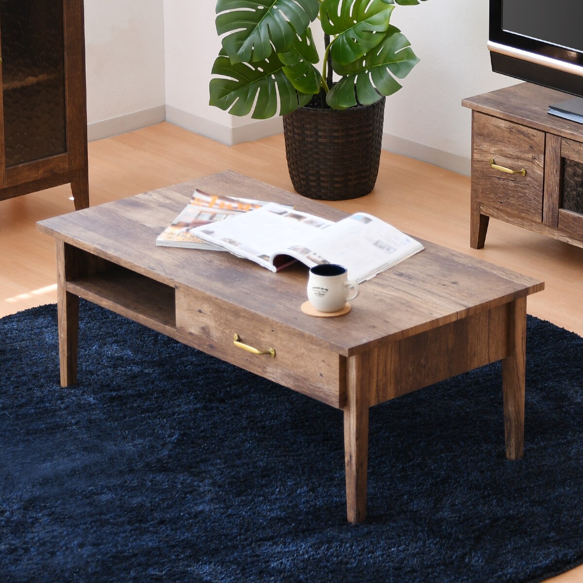 楽天市場】ヴィンテージ風センターテーブル (幅100cm DBR) ニトリ