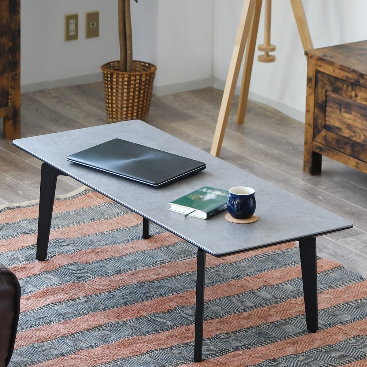 美品】ニトリ センターテーブル セラス118 BKセラミック セラミック