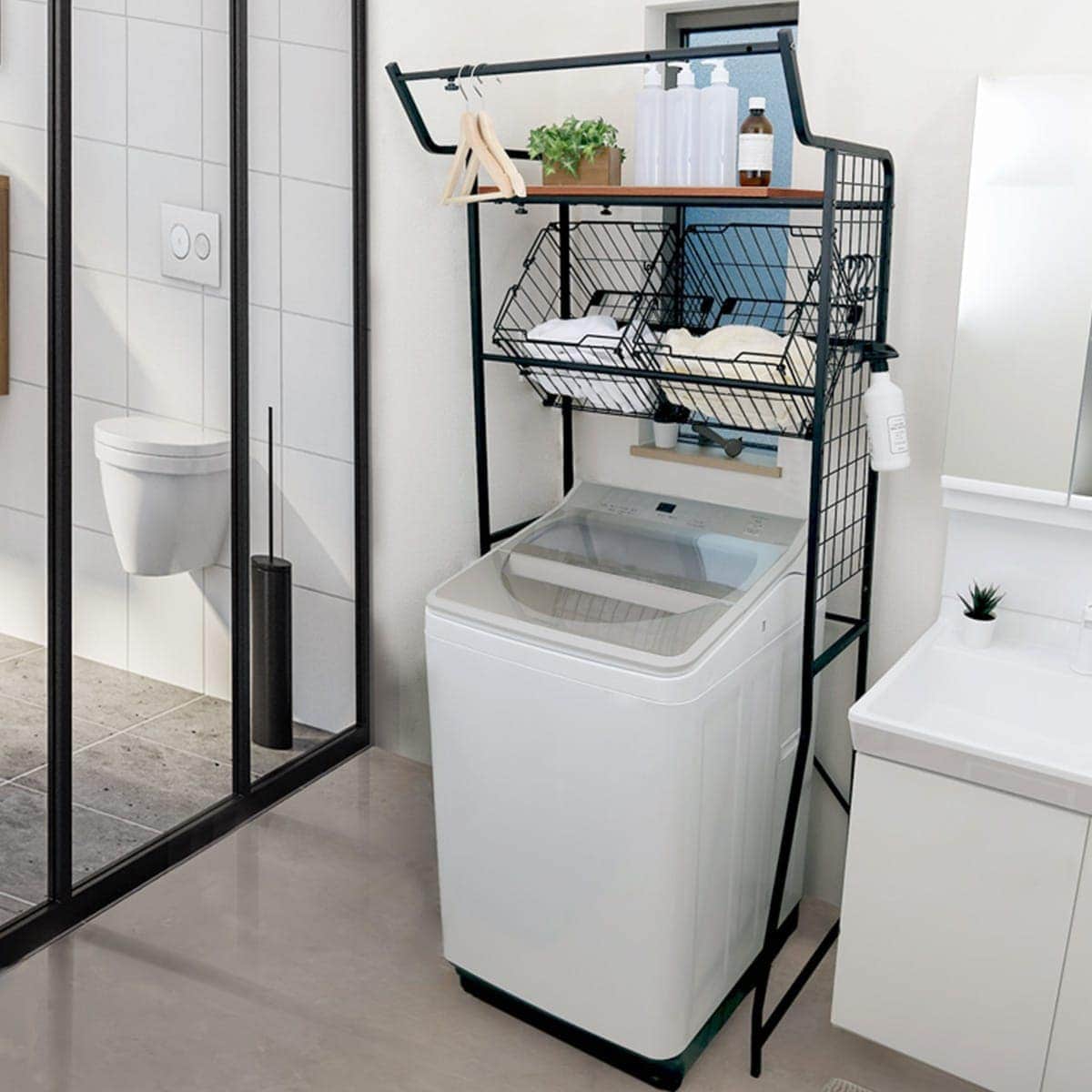 楽天市場】幅調整ができるカゴ付きランドリーラック ニトリ メーカー