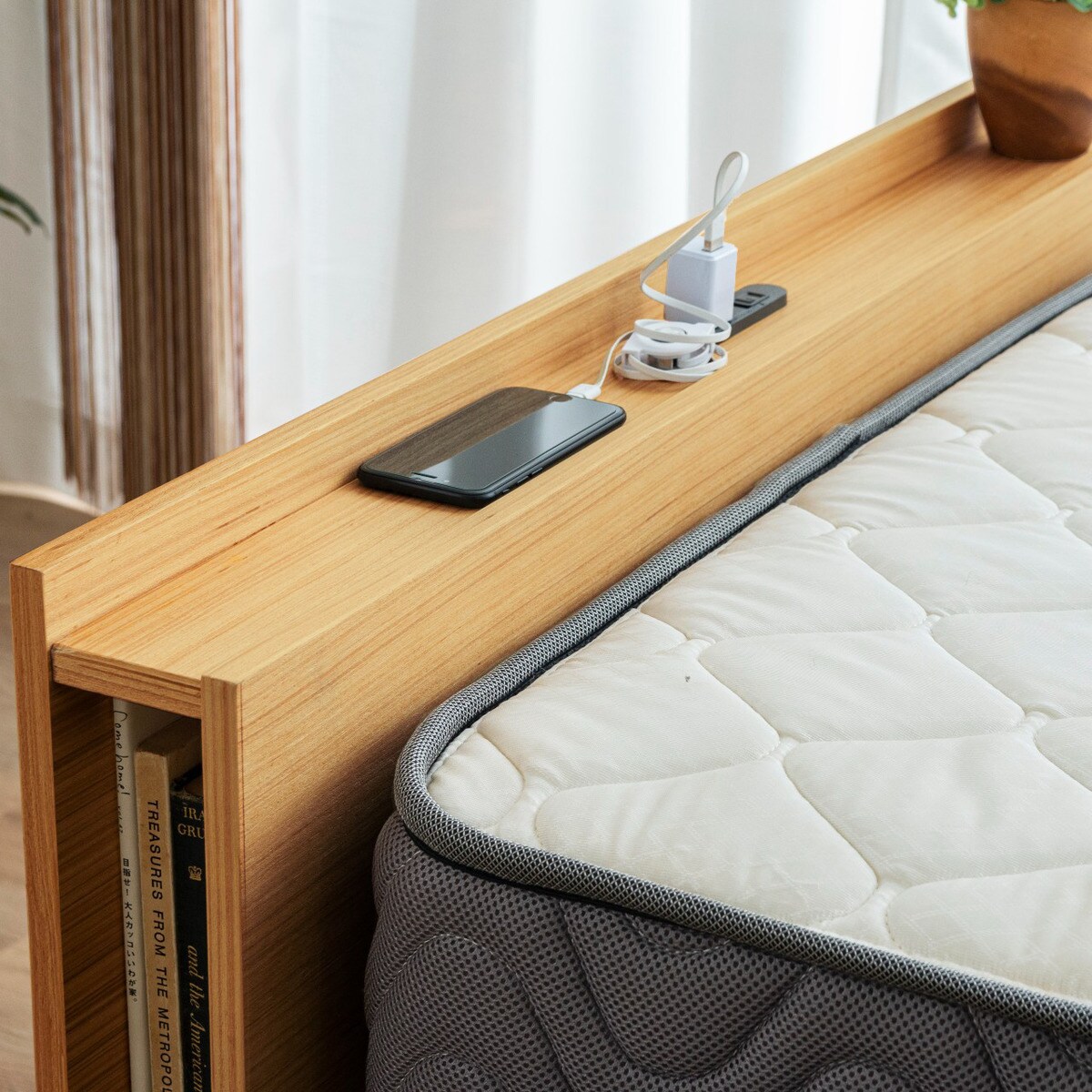 楽天市場】シングル棚・コンセント付き高さ3段階調整すのこベッド（STL