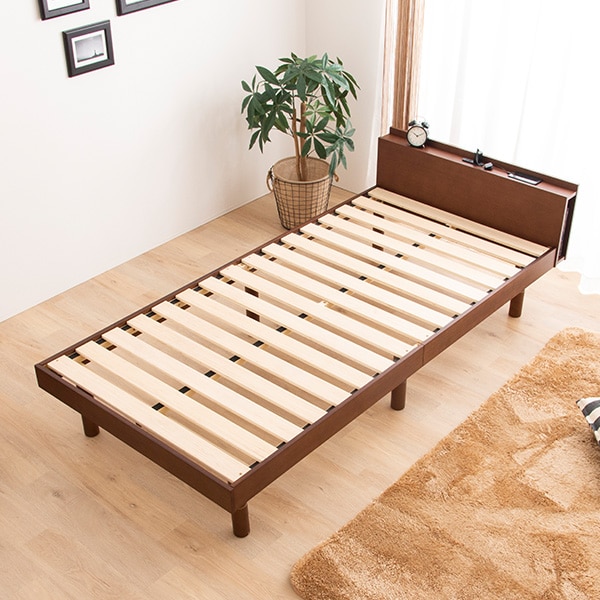 楽天市場】シングル棚・コンセント付き高さ3段階調整すのこベッド（STL