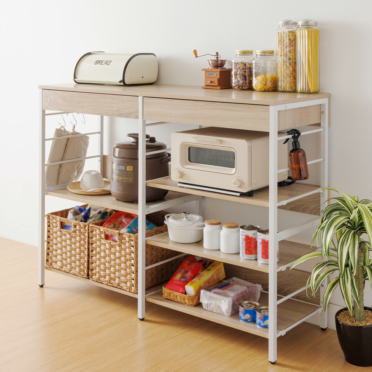 楽天市場】スライド棚付きキッチンカウンター (幅120cm) ニトリ