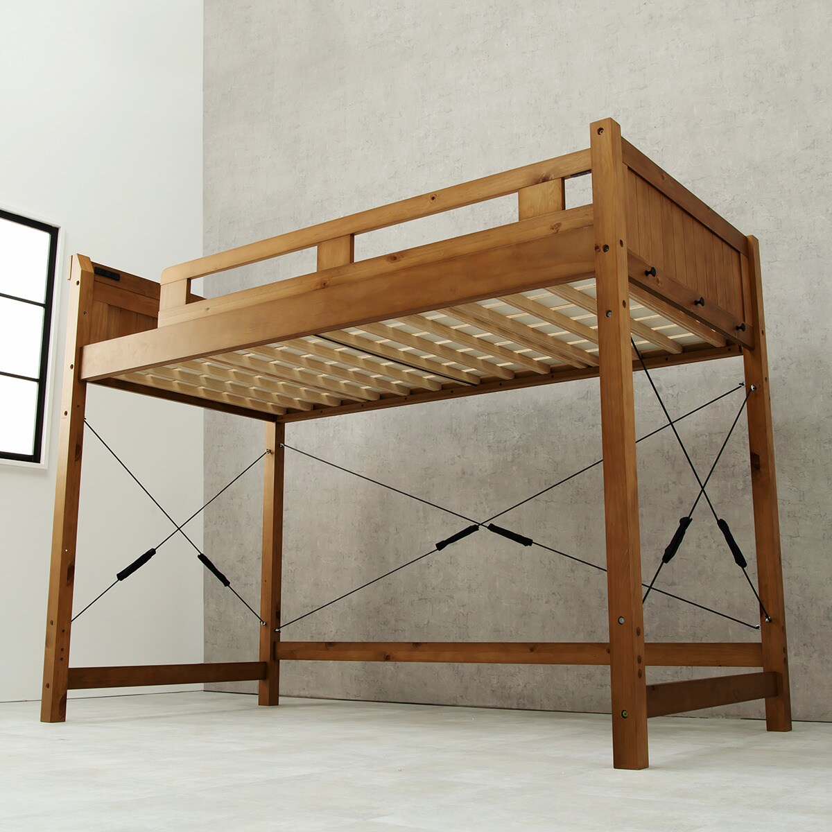 楽天市場】頑丈棚付きロフトベッド ミドルタイプ （高さ159cm） ニトリ