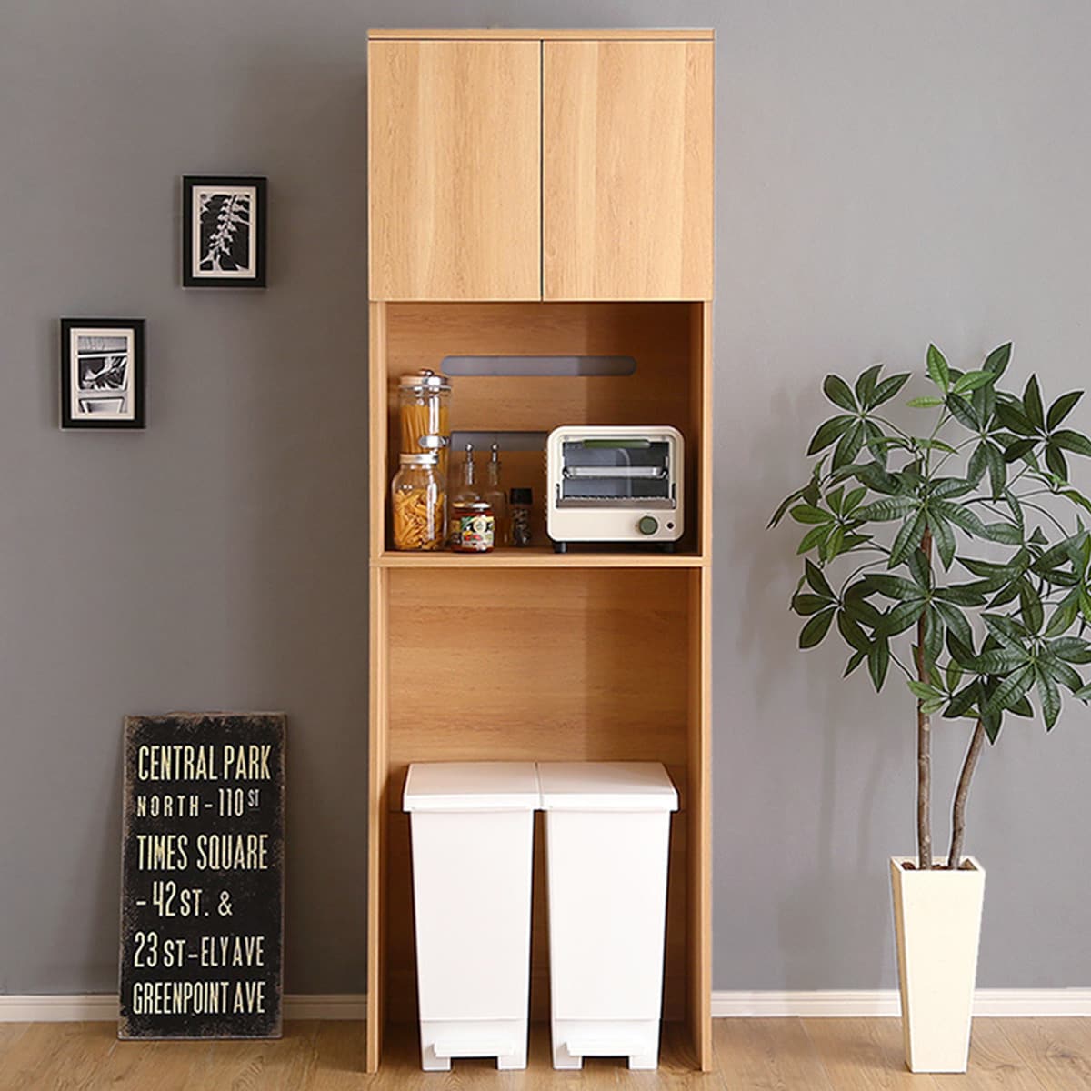 楽天市場】ヴィンテージ木製ごみ箱上ラック （スリムタイプ） ニトリ