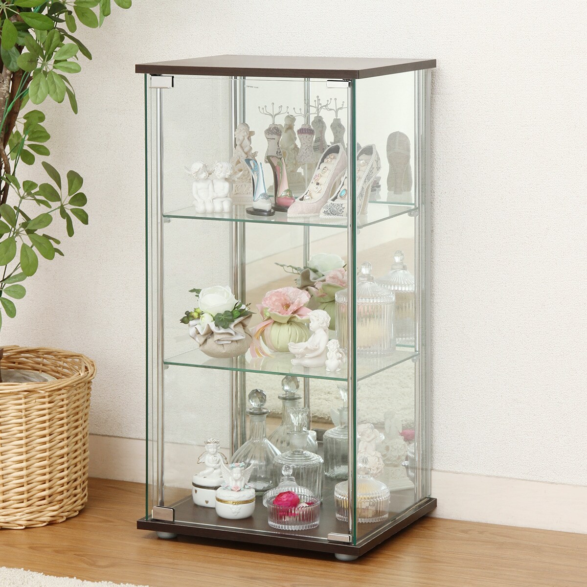 楽天市場】ガラスコレクションケース (3段 背面ミラー付き) ニトリ