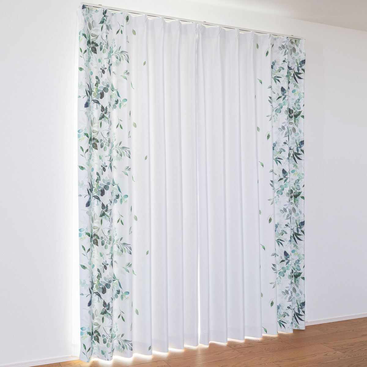 楽天市場】遮光2級・遮熱カーテン（両端絵羽 リーフ柄カーテン9297