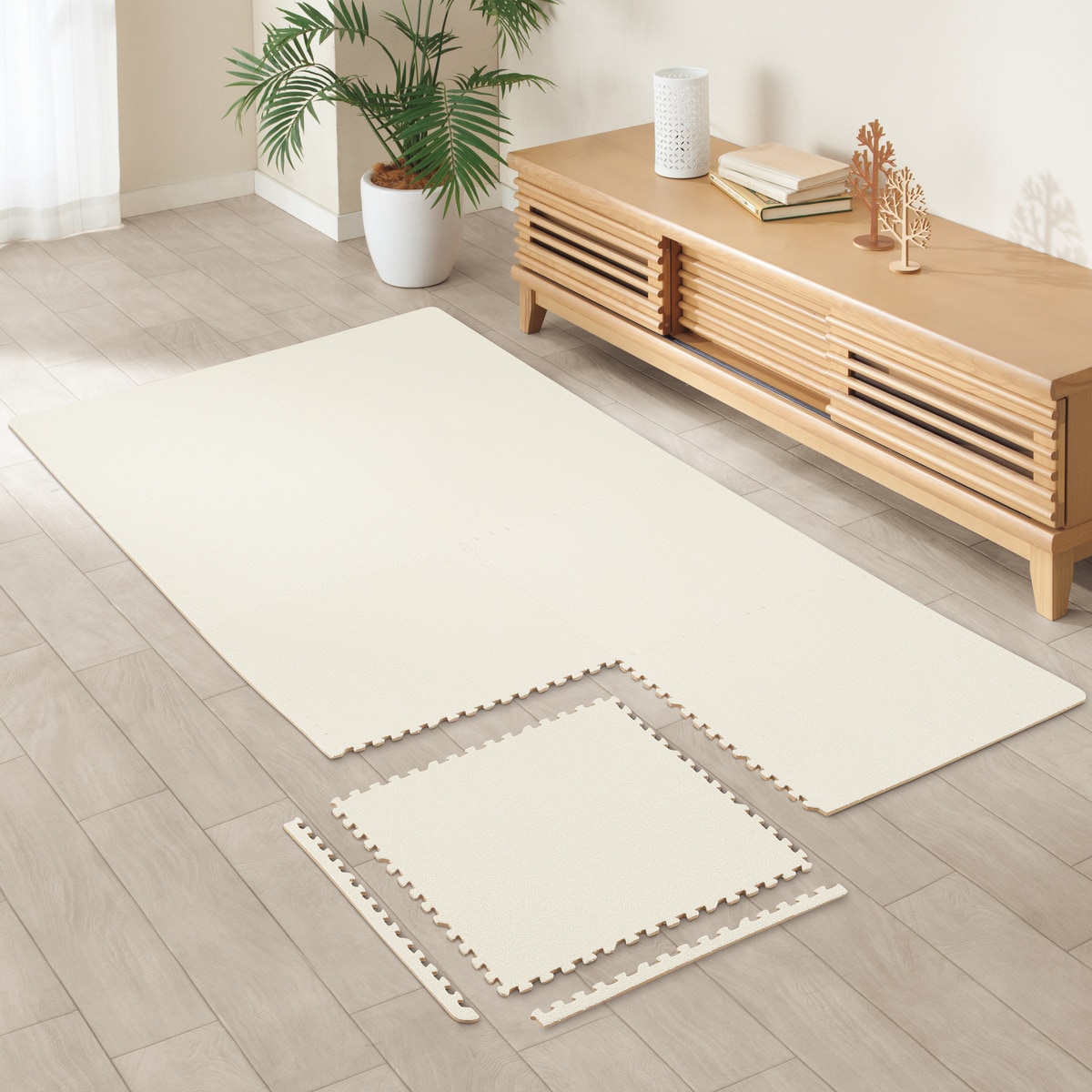 楽天市場】洗える やわらか起毛のジョイントマット 8枚 ふち付き (8P