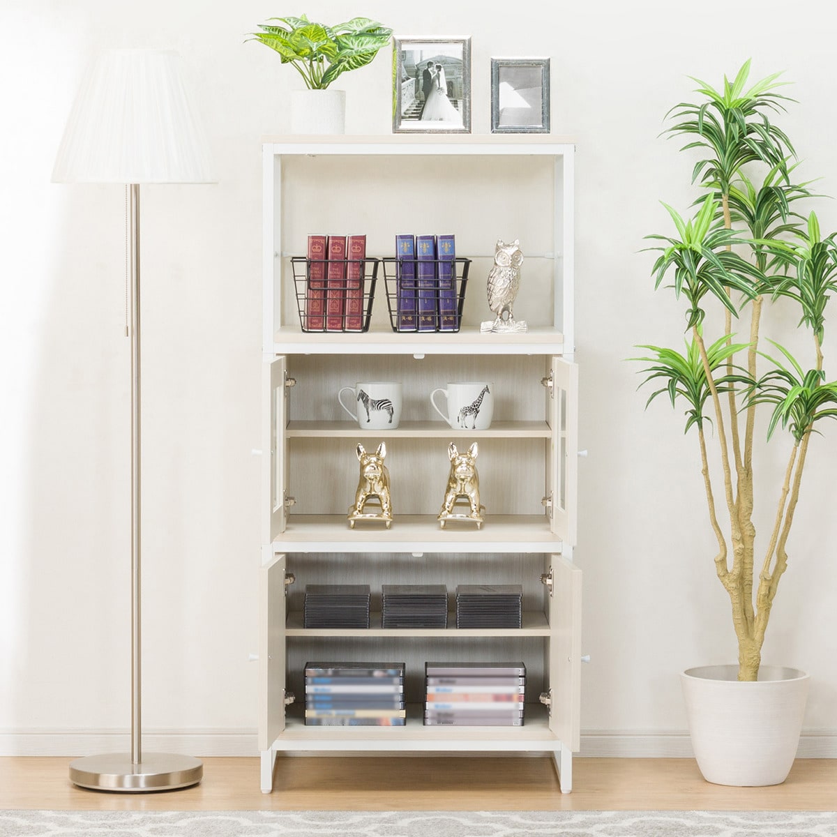 楽天市場】[幅59cm] シェルフ ファルセット (シェルフ1259 WH/ガラス