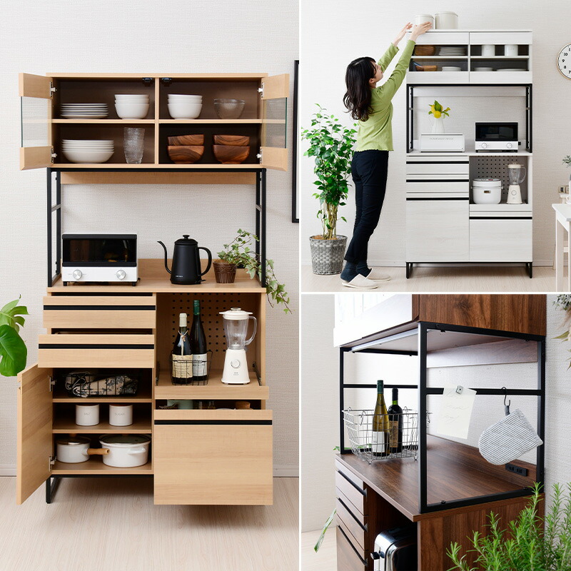 楽天市場】キッチンボード 90 食器棚 おしゃれ 90 レンジ台 大型レンジ