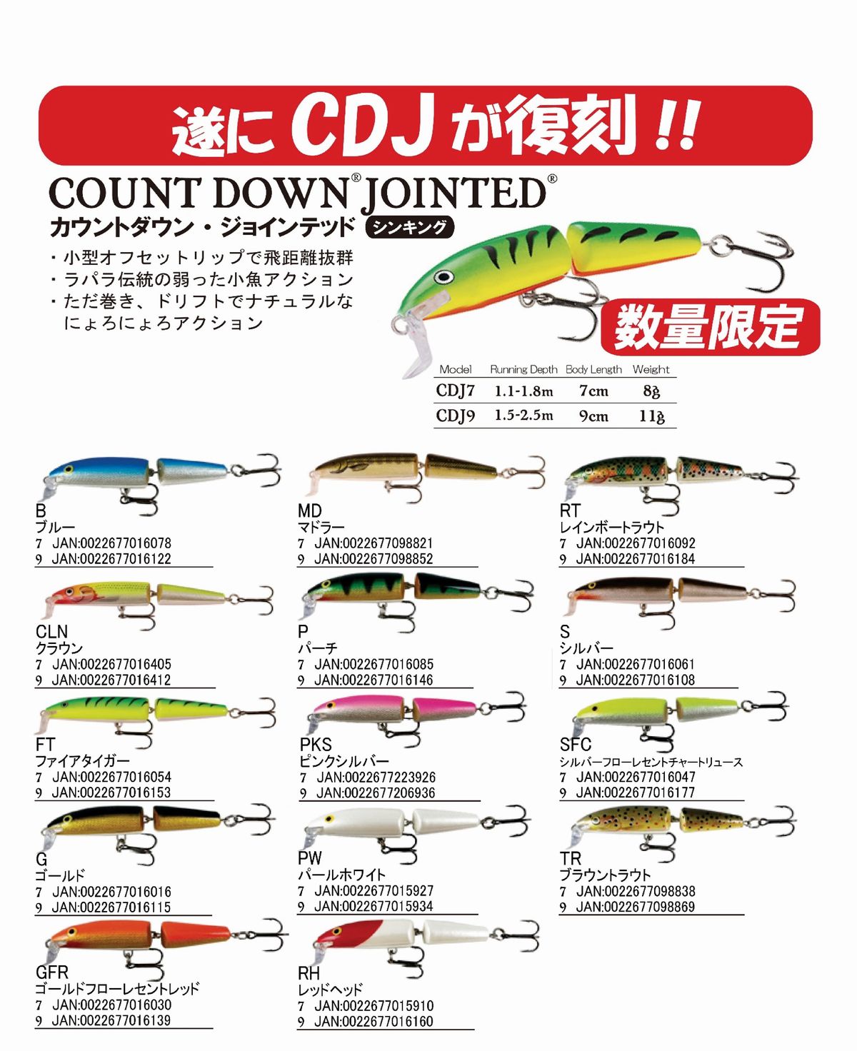 楽天市場】ラパラ カウントダウンジョインテッド9 CDJ9 RAPALA : NorthCast