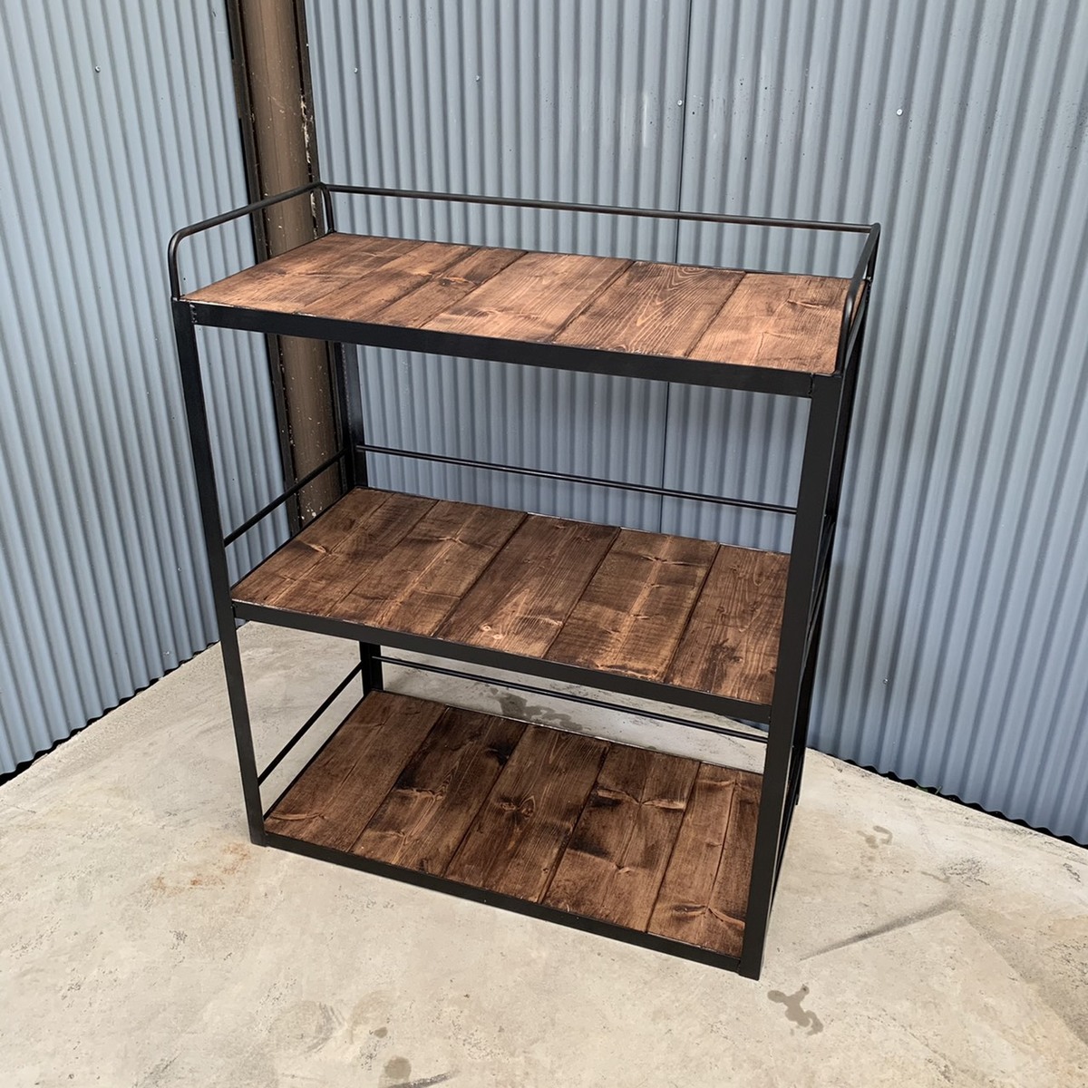 楽天市場】アイアン 3段シェルフ ラック 棚 鉄家具 転落防止付き