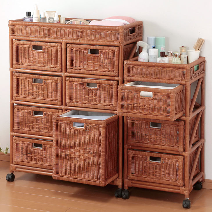 楽天市場】ラタン チェスト ワイド 4段 引き出し 天然籐 ランドリー