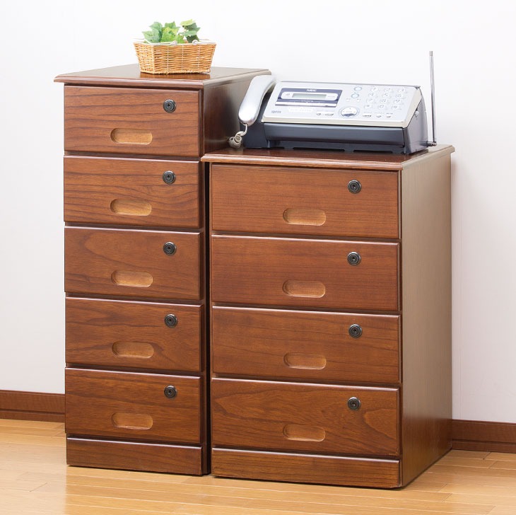 楽天市場】木製 チェスト 鍵付き 5段 幅26cm 奥行35cm 高さ66cm 隠し