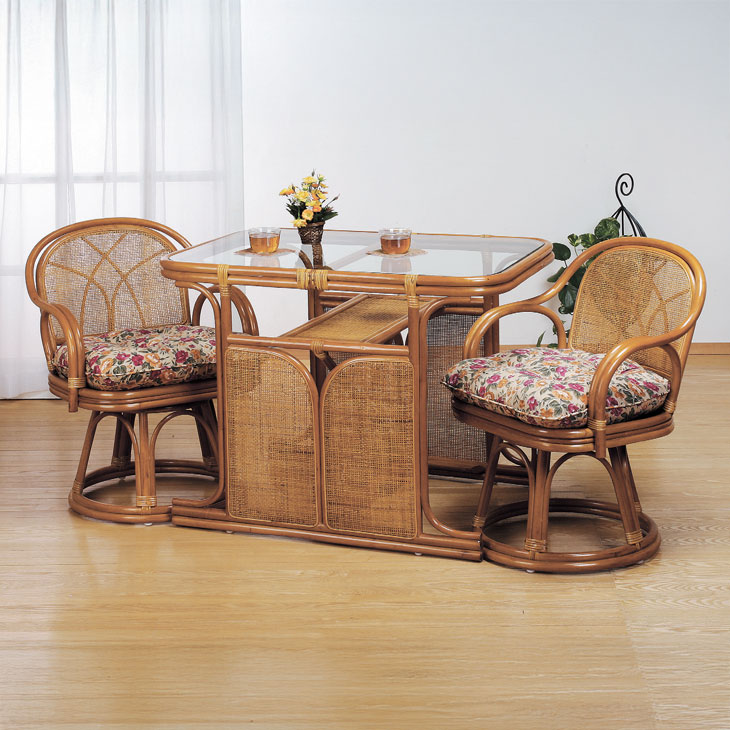楽天市場】天然籐 ダイニング3点セット ラタン ガラステーブル チェア