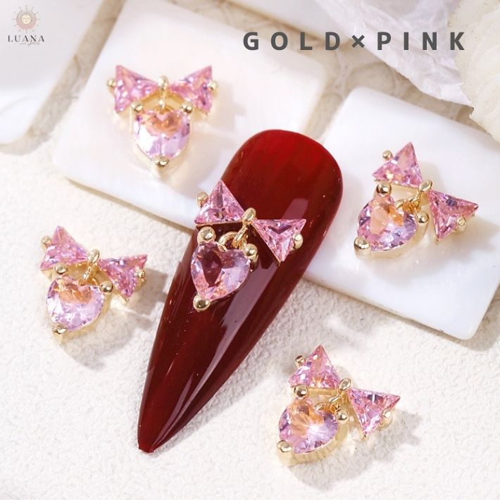 楽天市場】ポイント10倍ネイルパーツ リボン ハート 2個 ゴールド