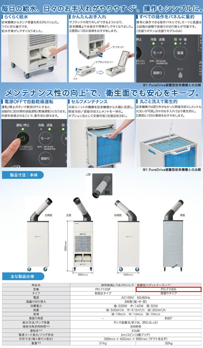 楽天市場】スポットクーラー ピュアドライブ 首振りタイプ PD-7100S