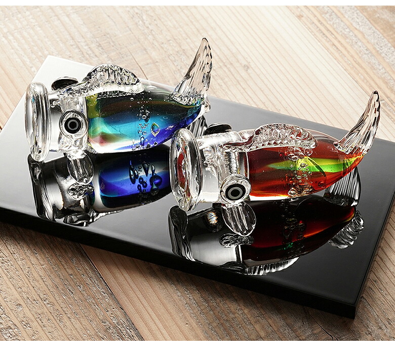 楽天市場】ガラスの鯉のぼり2体セット ガラス工房Merhaba 金箔入り