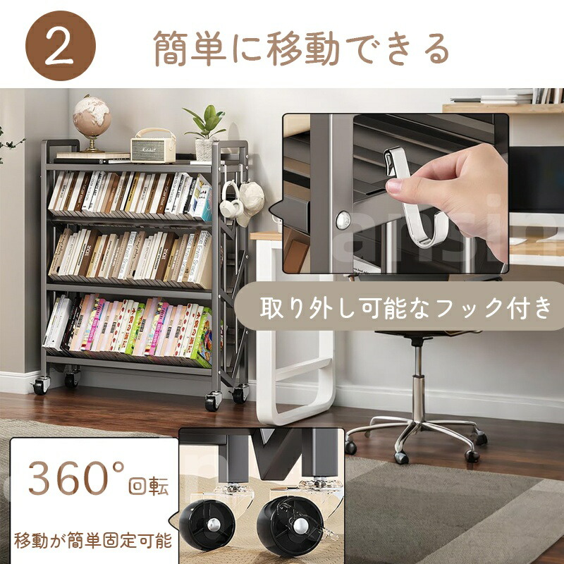 楽天市場】ファイルラック 斜め キャスター付き ファイルワゴン 本棚 5