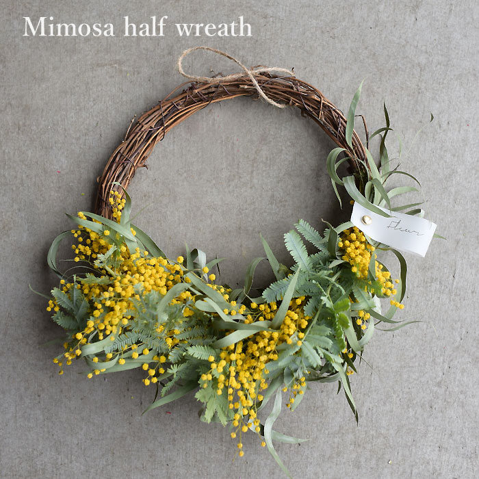 楽天市場】【 ミモザ 生花 リース】生花からドライを楽しむミモザ