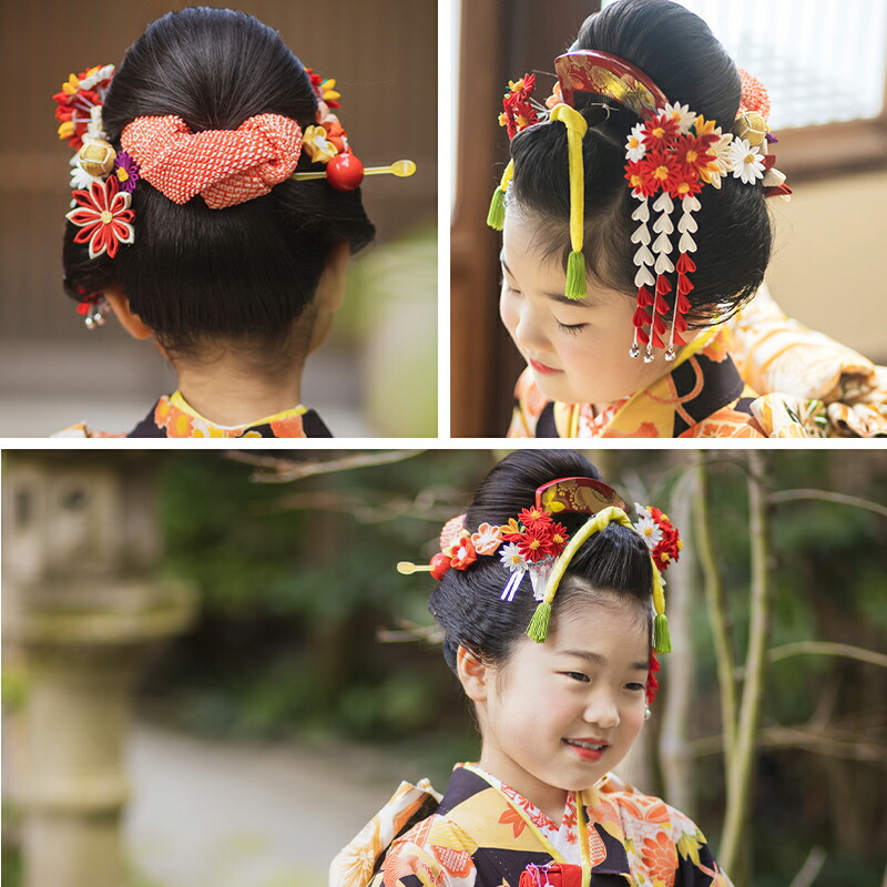 楽天市場】【七歳用】七五三 髪飾り 菊と紅葉の簪（かんざし）セット