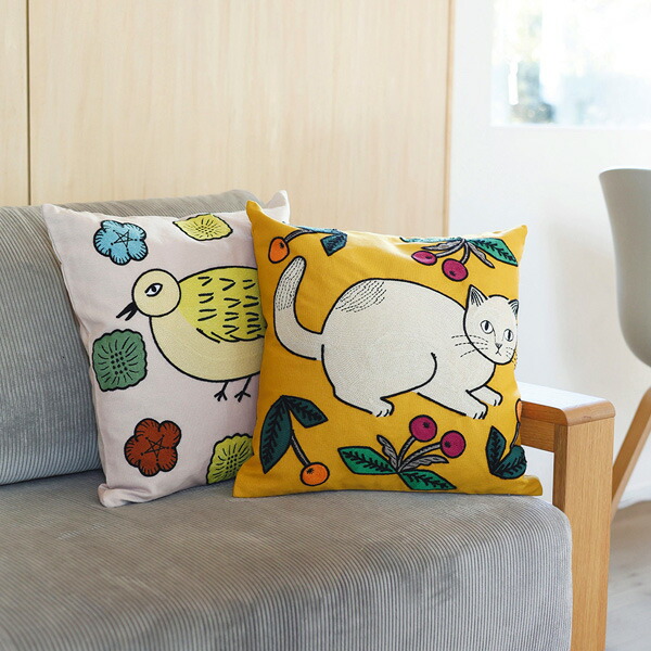 楽天市場】松尾ミユキ エンブロイダリー クッションカバー【猫グッズ