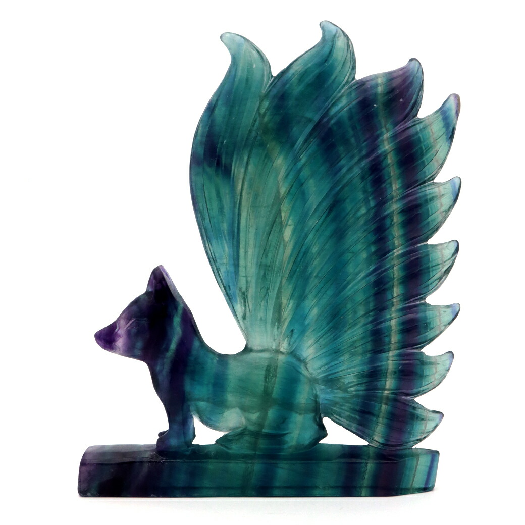 楽天市場】フローライト 置物 九尾の狐 天然石 蛍石 ほたるいし 彫刻