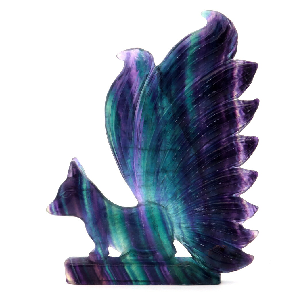 楽天市場】フローライト 置物 九尾の狐 天然石 蛍石 ほたるいし 彫刻