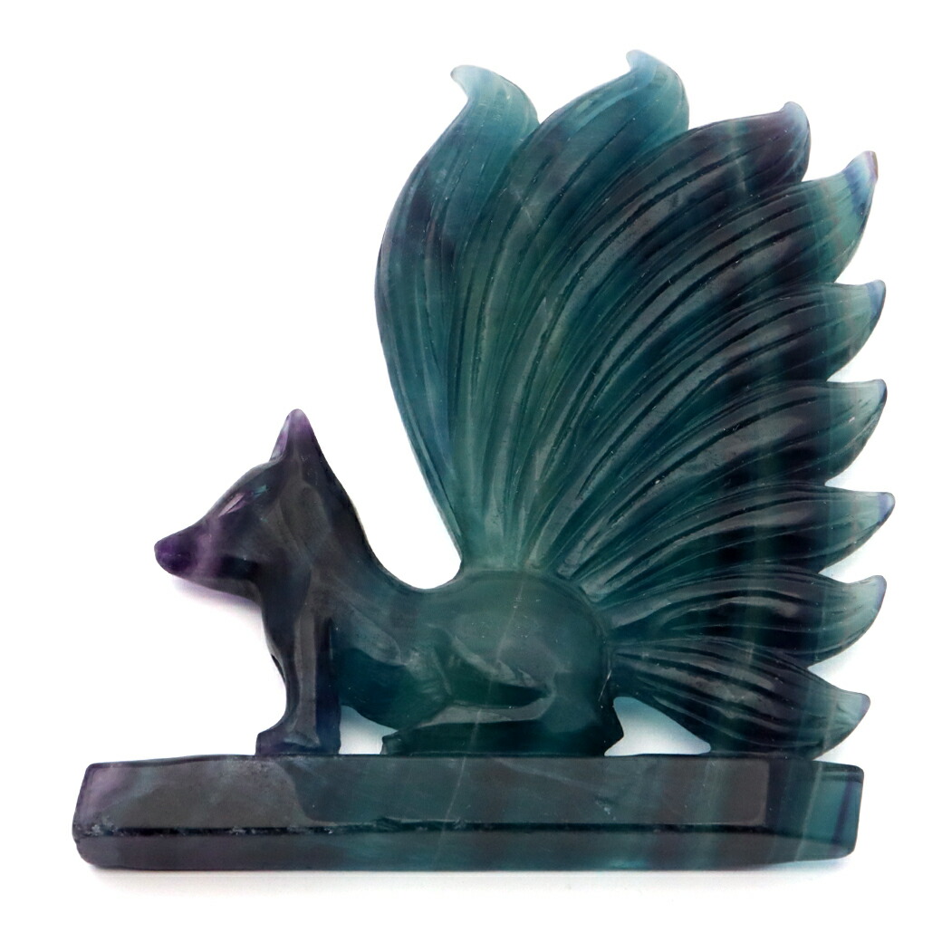 楽天市場】フローライト 置物 九尾の狐 天然石 蛍石 ほたるいし 彫刻