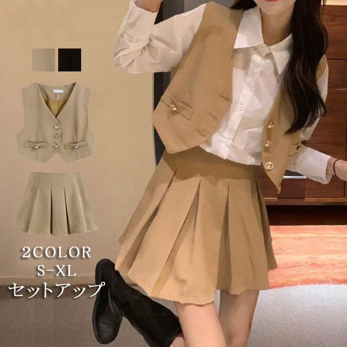 楽天市場】セットアップ レディース カジュアル プリーツスカート ミニ