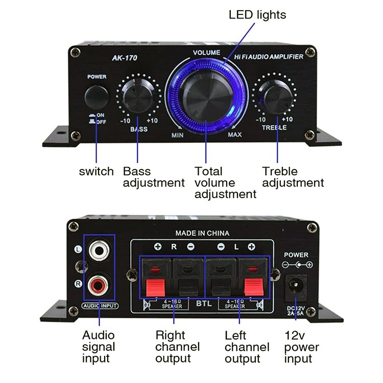 楽天市場】パワーアンプ デジタルアンプ オーディオアンプ 小型 2ch
