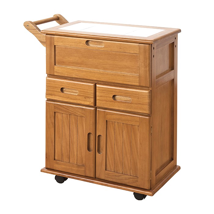 楽天市場】キッチンワゴン キャスター付き 木製 フラップ式扉 引き出し