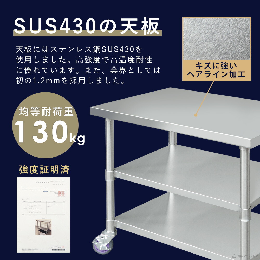 楽天市場】ステンレス 作業台 業務用 キャスター付き 3段タイプ 調理台