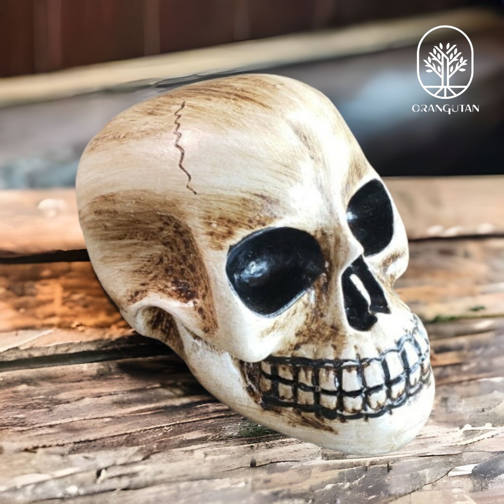 楽天市場】10002456 ドクロ 木製 骸骨の置物 スカル 骸骨 バリ木彫り