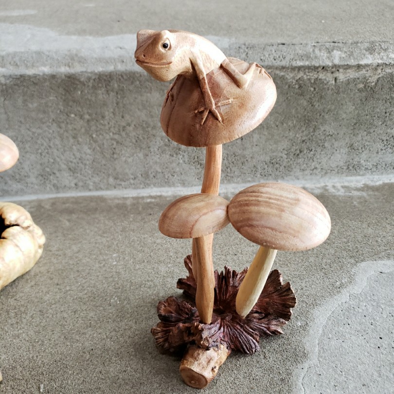 楽天市場】10001029 ウッドオブジェ きのこ カエル マッシュルーム