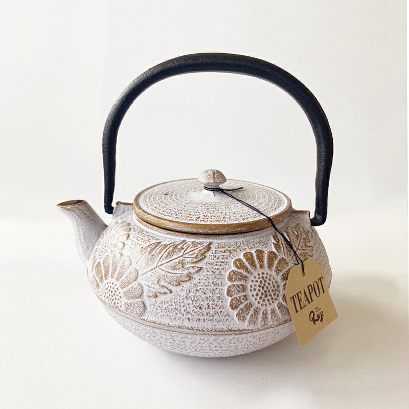 楽天市場】南部鉄器 急須 鉄婚式 菊 0.6L [37-20WHG] 白×ｺﾞｰﾙﾄﾞ