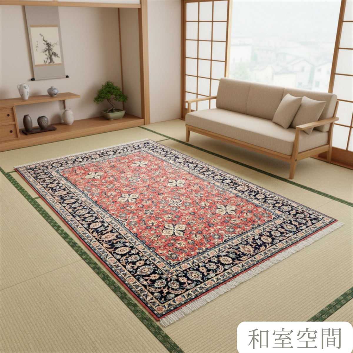 楽天市場】ペルシャ絨毯 【本物イラン産】 カシャーン産 オレンジ 幾何