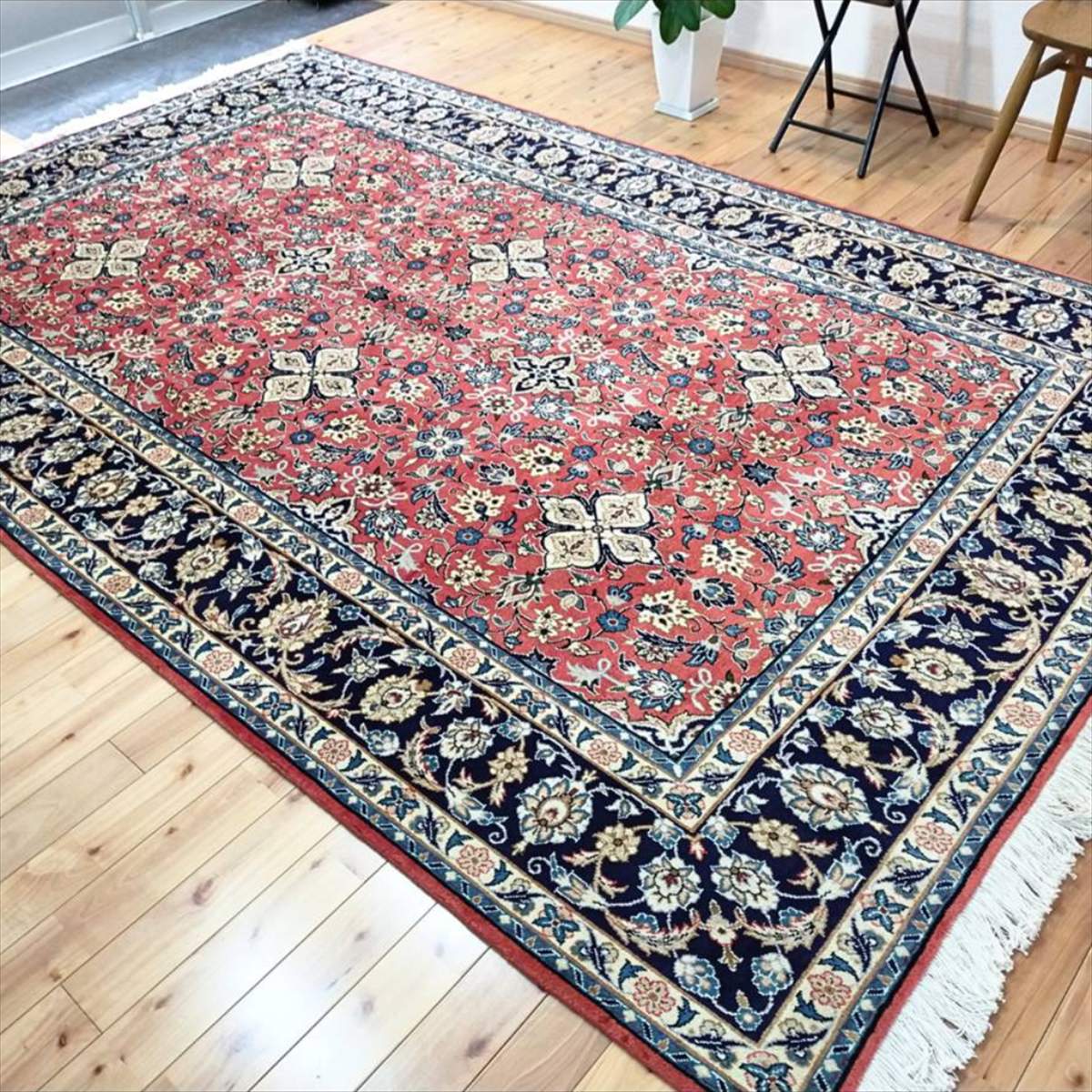 楽天市場】ペルシャ絨毯 【本物イラン産】 カシャーン産 オレンジ 幾何