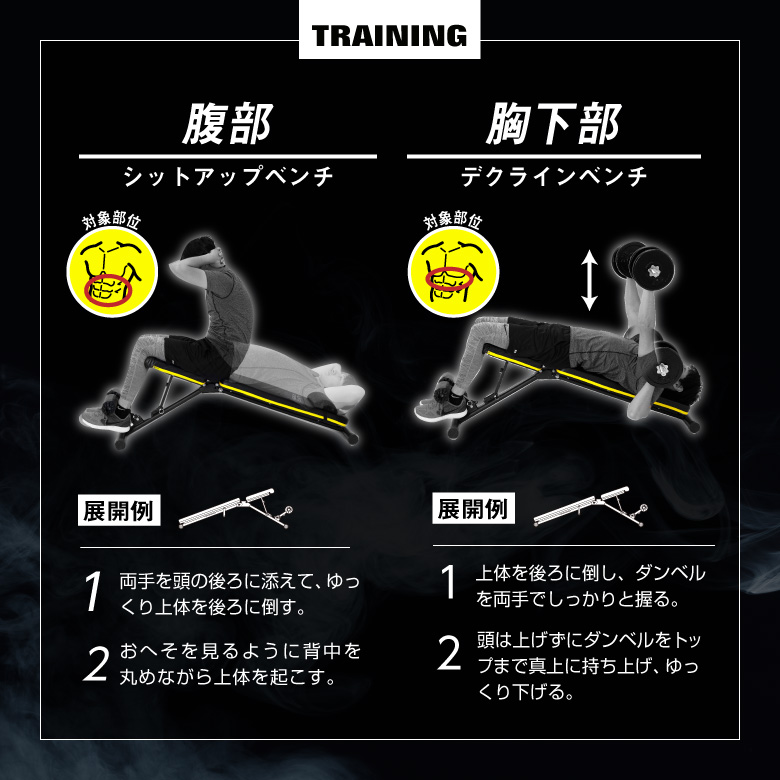 楽天市場】トレーニングベンチ シットアップ インクライン 折りたたみ