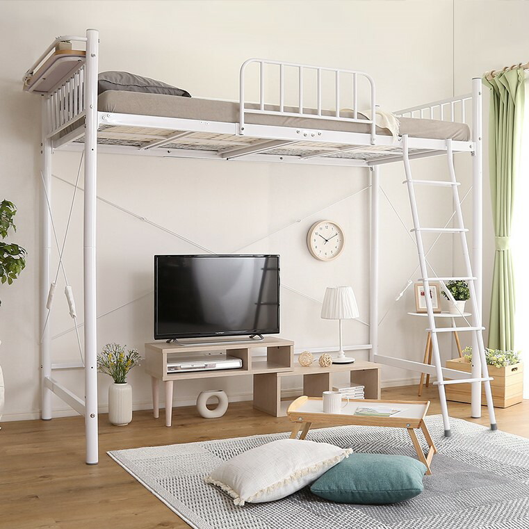 楽天市場】ロフトベッド ハイタイプ シングル ホワイト 宮付き