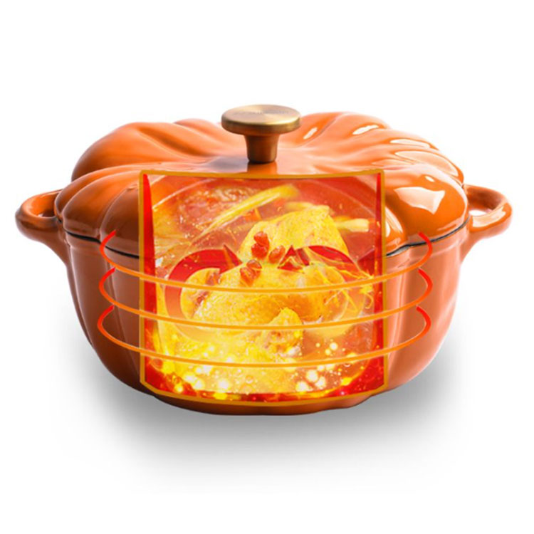 楽天市場】ホーロー鍋 16cm かぼちゃ型 両手鍋 ホーロー 深型 ふた付き