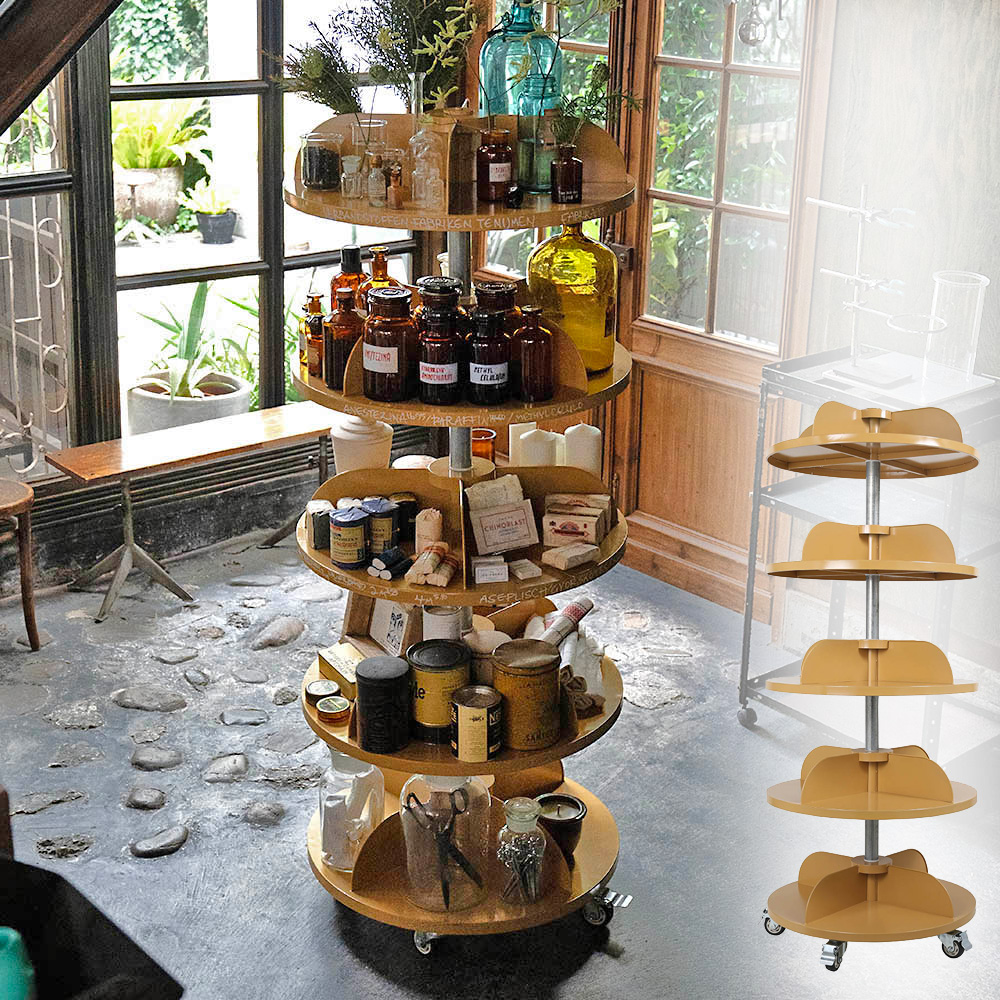 昭和レトロ ワイヤーラック3段仕様 キャスター付 店舗什器 シャビー