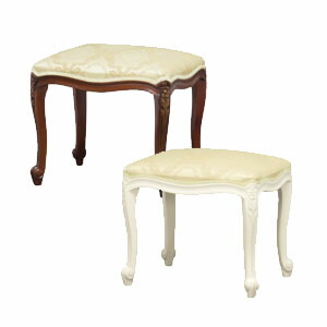 クロシオ フランシスカ スツール ホワイト 手彫り 猫足 アンティーク調